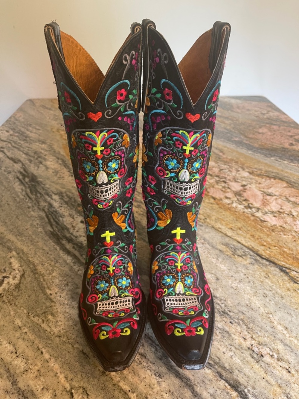 Old Gringo Sugar Skull Klak Boots  Black - Multi Color 
Size 7